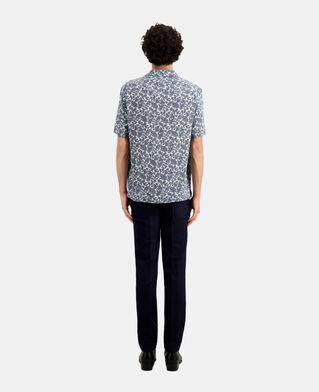 The Kooples HERREN WHITE - BLUE kurzärmeliges hemd mit print 