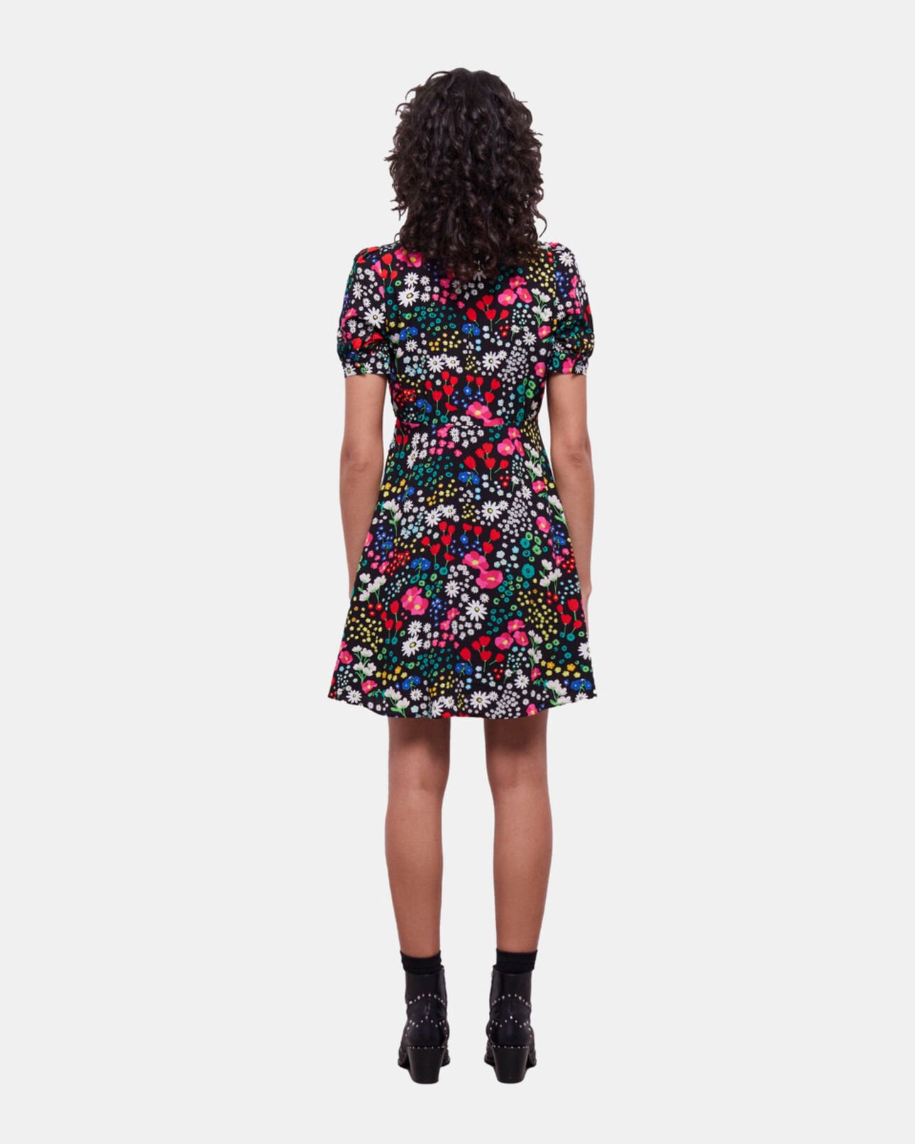 The Kooples DAMEN MULTICOLOR kurzes kleid mit print und knopfverschluss