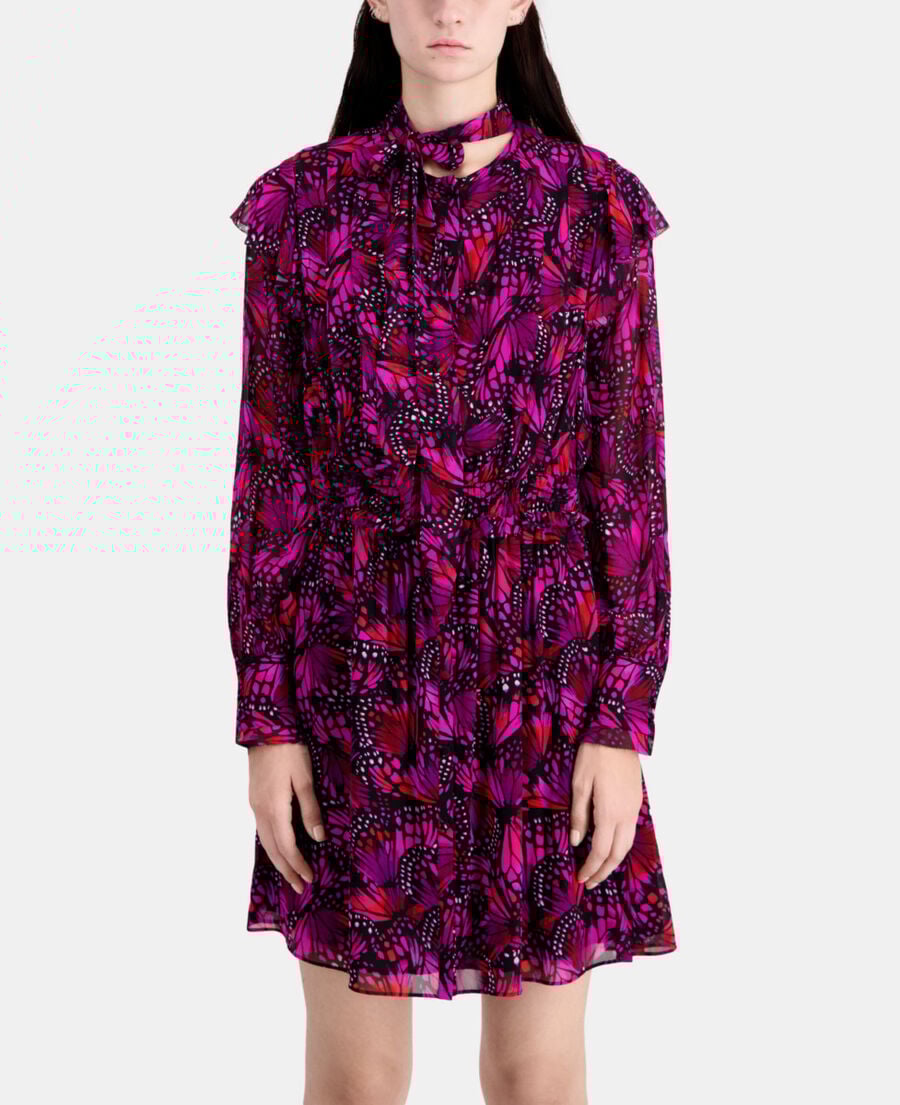 The Kooples FEMME PINK robe courte imprimée avec volants