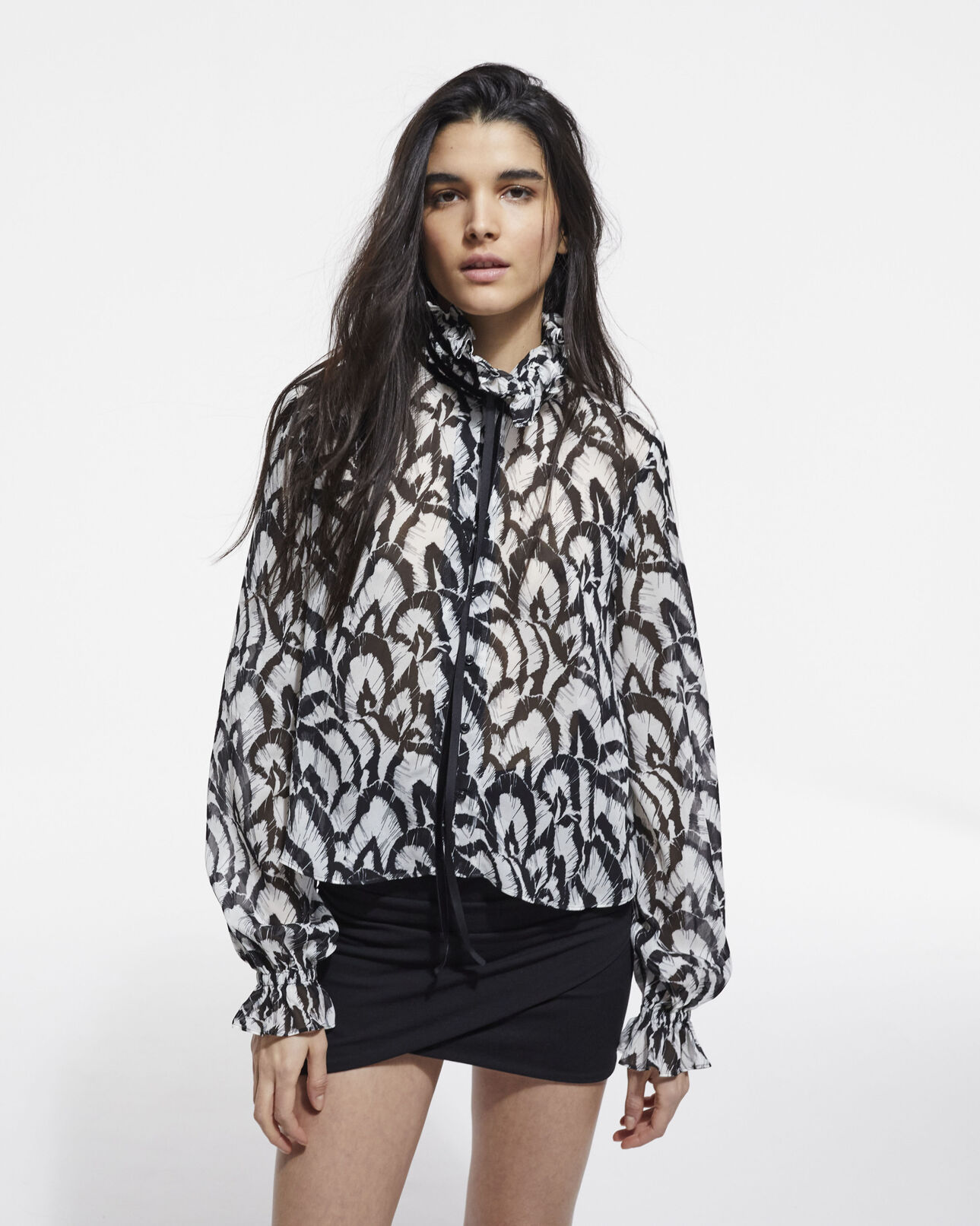 The Kooples WOMEN OFF WHITE / BLACK printed top