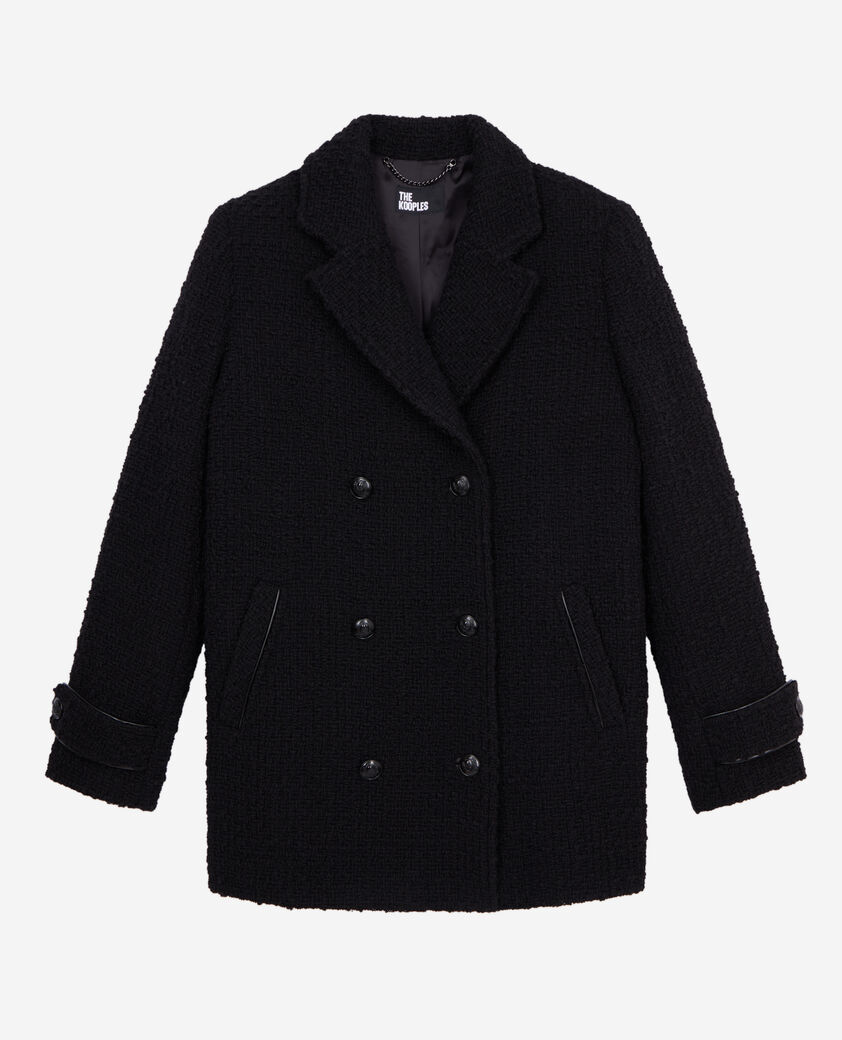 The Kooples FEMME BLACK manteau court noir en tweed
