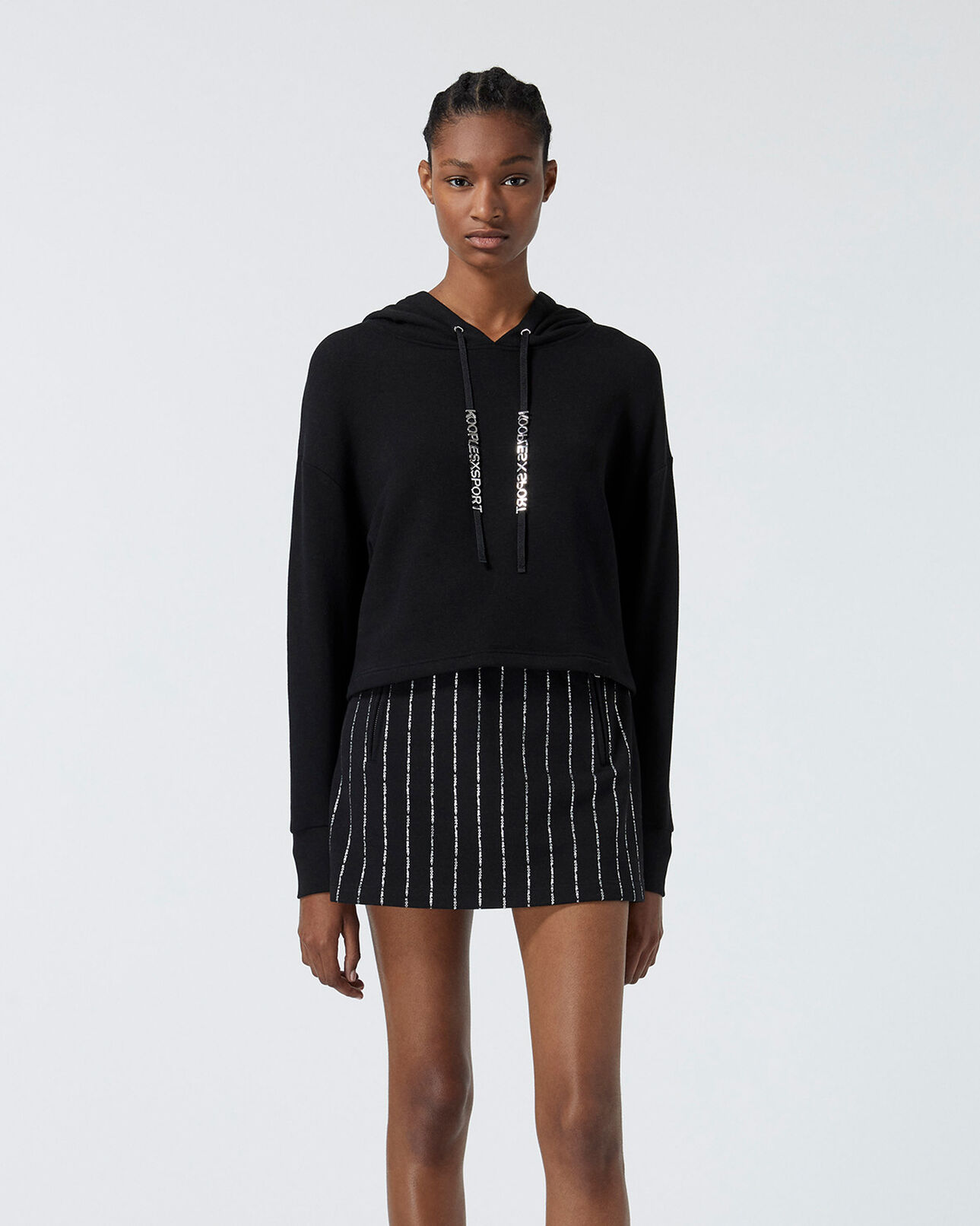 The Kooples MUJER BLACK sudadera negra capucha cordón estampado