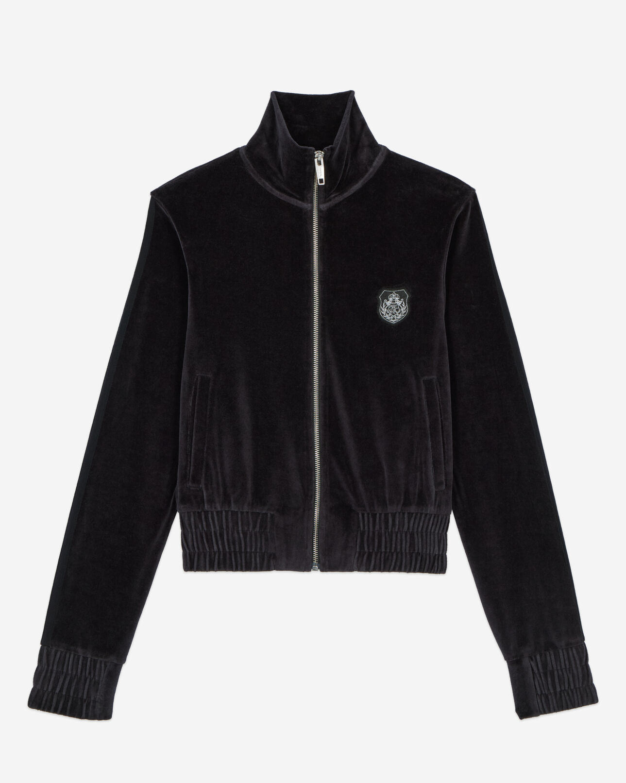 The Kooples WOMEN BLACK black velvet logo sweatshirt