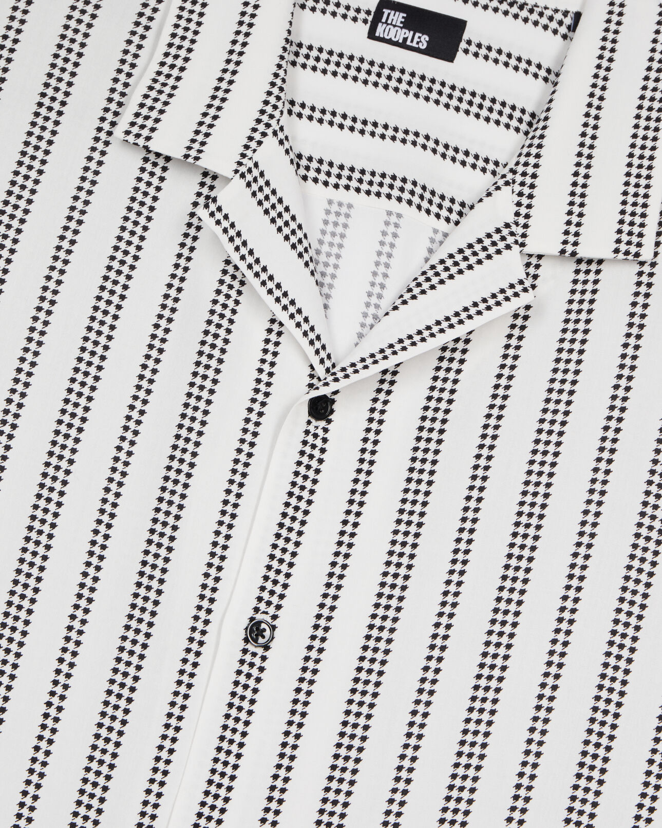 The Kooples HOMME ECRU BLACK chemise manches courtes imprimé pied de poule