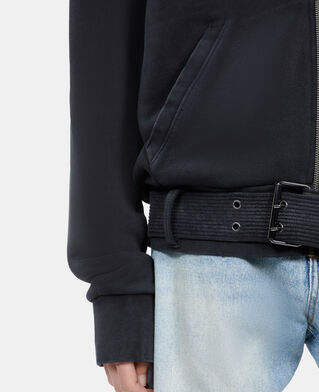 The Kooples HERREN BLACK WASHED schwarzes sweatshirt mit kapuze