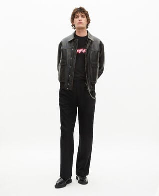The Kooples MEN BLACK black wide-leg wool pants