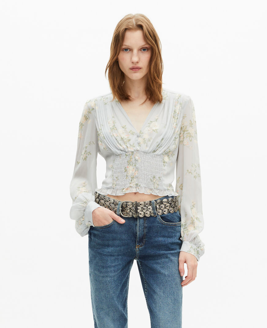 The Kooples WOMEN BLUE blue floral print top