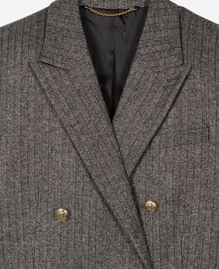 The Kooples FEMME BLACK veste tailleur à chevrons lurex dorée et noire