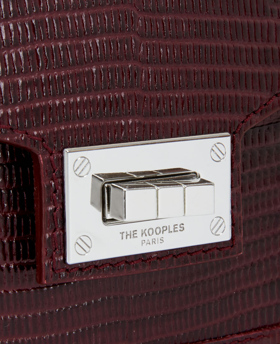 small emily bag in burgundy lizard-effect leather