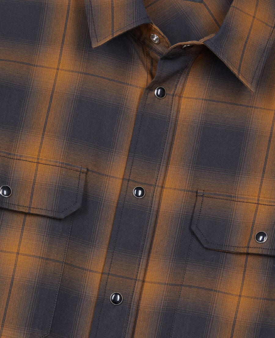 The Kooples MEN DARK BROWN black and brown checked overshirt