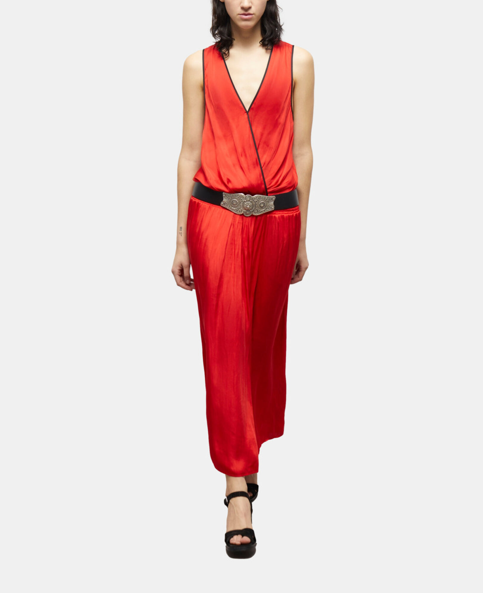 The Kooples WOMEN RED long red satin dress