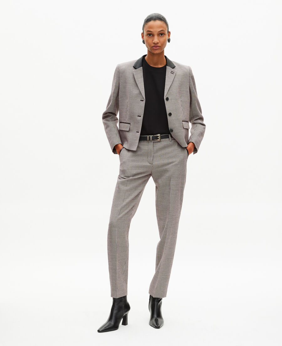The Kooples WOMEN BLACK GREY black and white houndstooth tailored pants