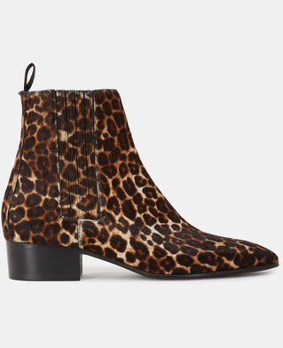 The Kooples F LEOPARD leopard print leather boots