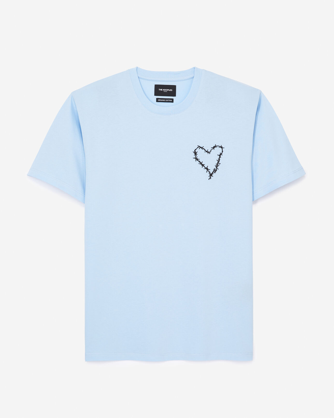 The Kooples HOMME CHAMBRAY BLUE t-shirt bleu avec cœur brodé