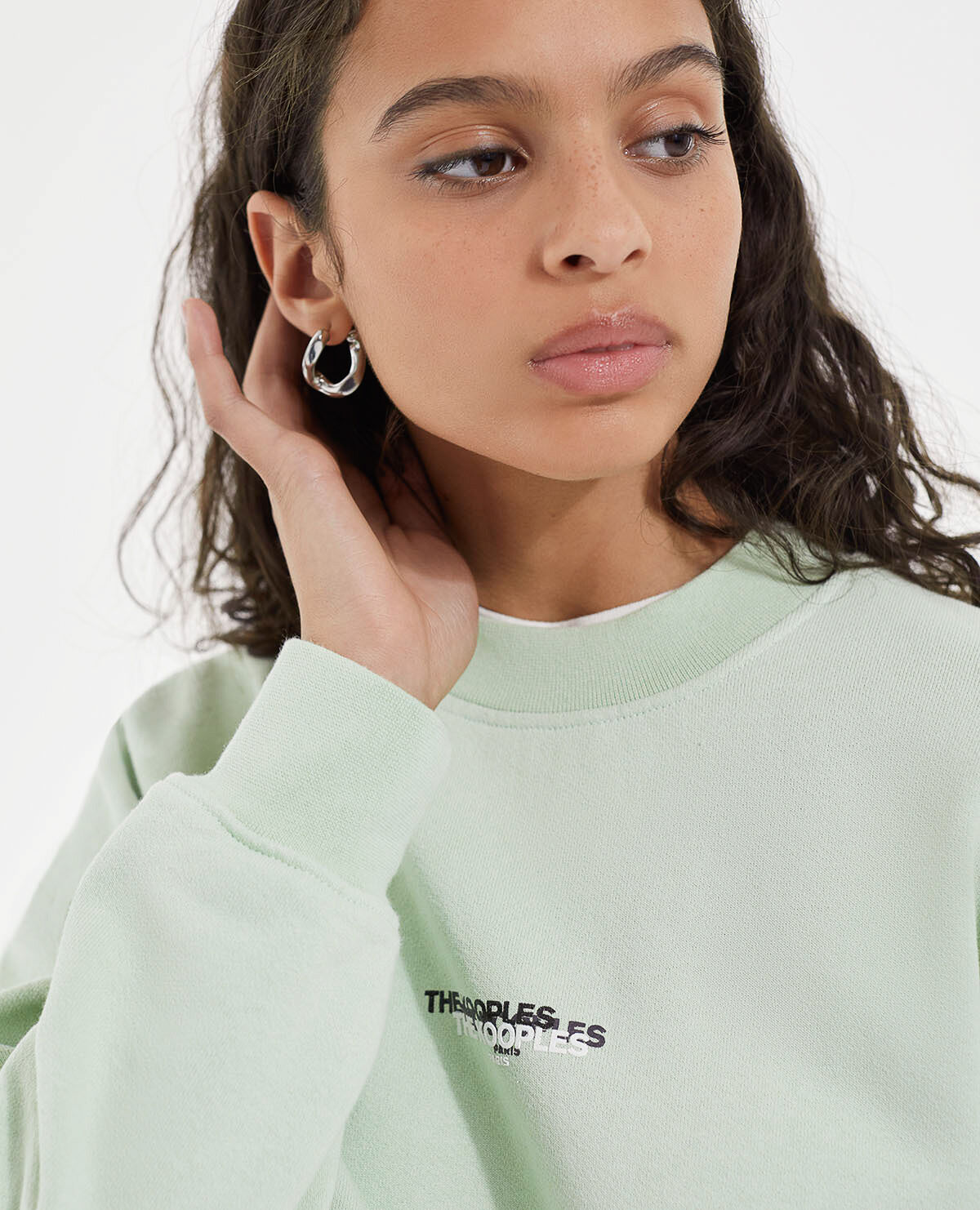 Mint green crew neck sweatshirt on sale