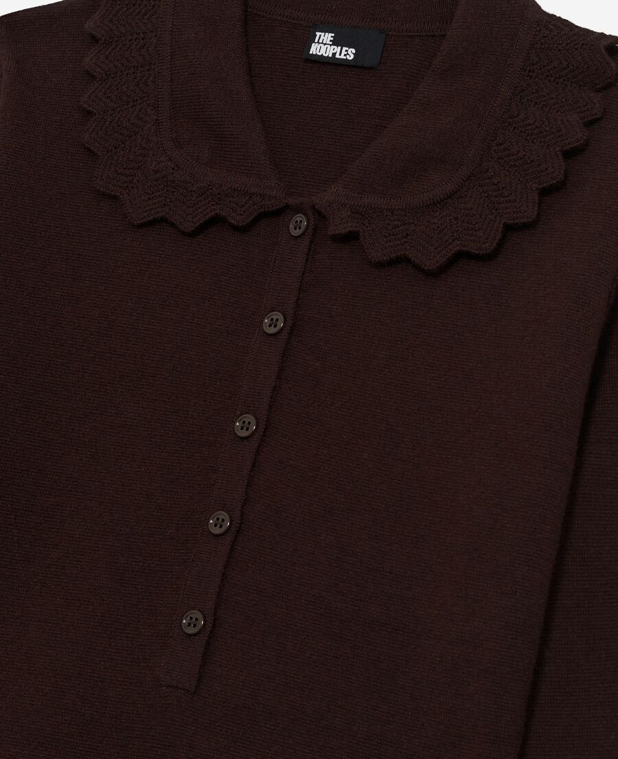 The Kooples WOMEN CHOCOLATE short brown knit dress