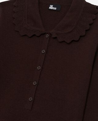 The Kooples WOMEN CHOCOLATE short brown knit dress