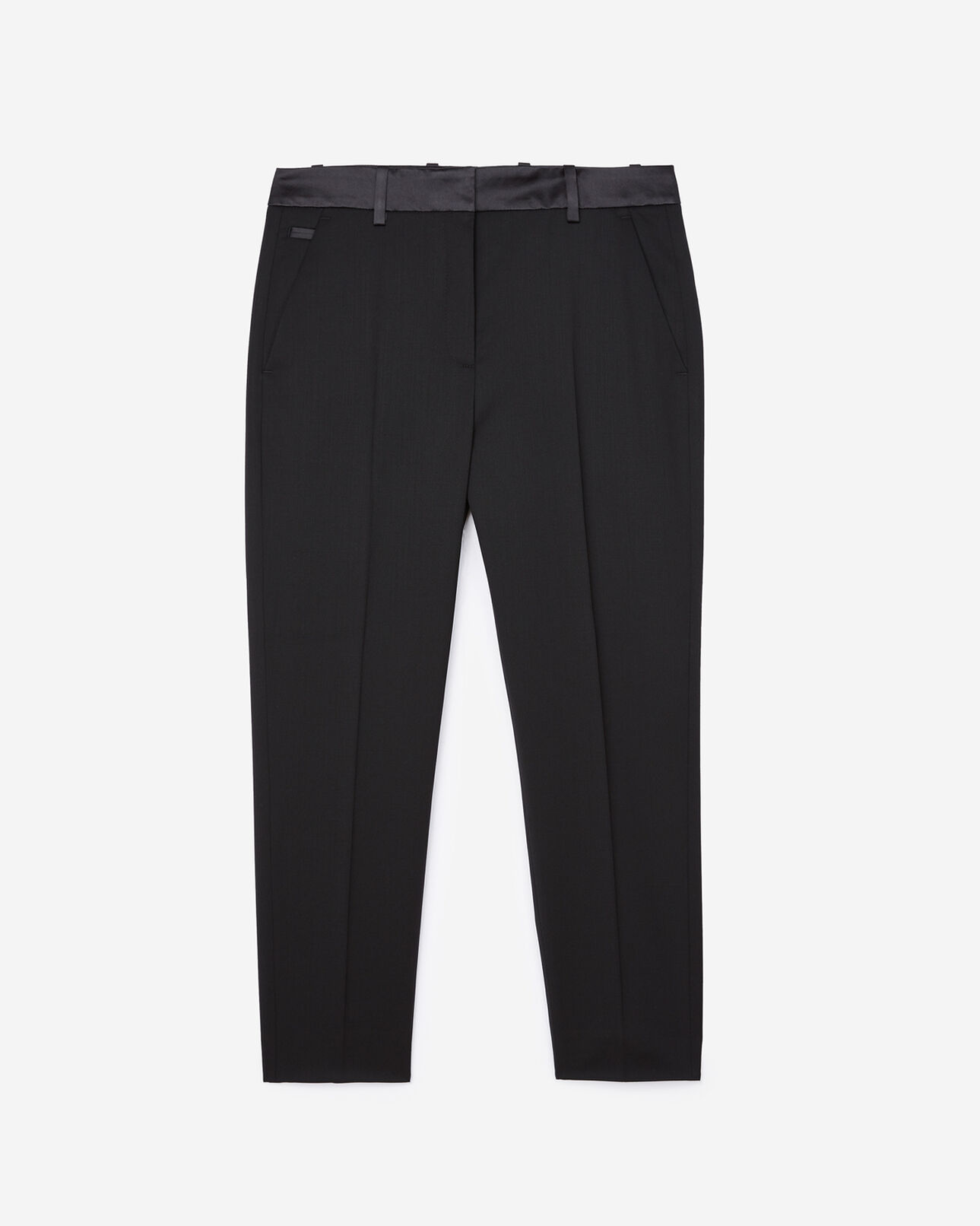 The Kooples FEMME BLACK pantalon de tailleur noir détail satin