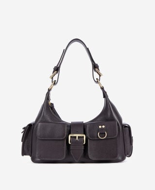The Kooples FEMME BROWN sac amelia en cuir grain&eacute; marron