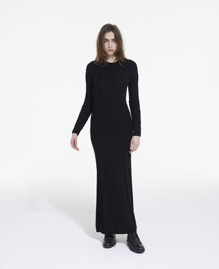 The Kooples FEMME BLACK robe longue en laine noire