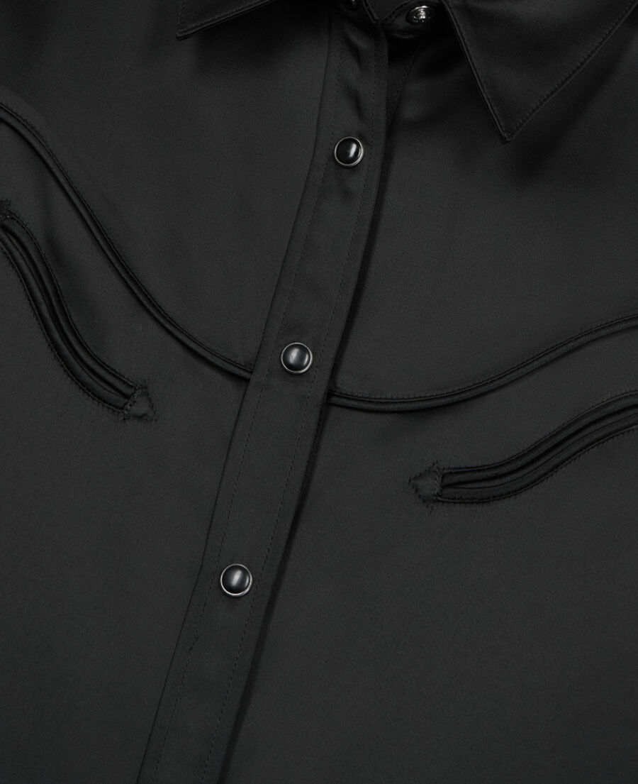 The Kooples F BLACK black western-style satin shirt