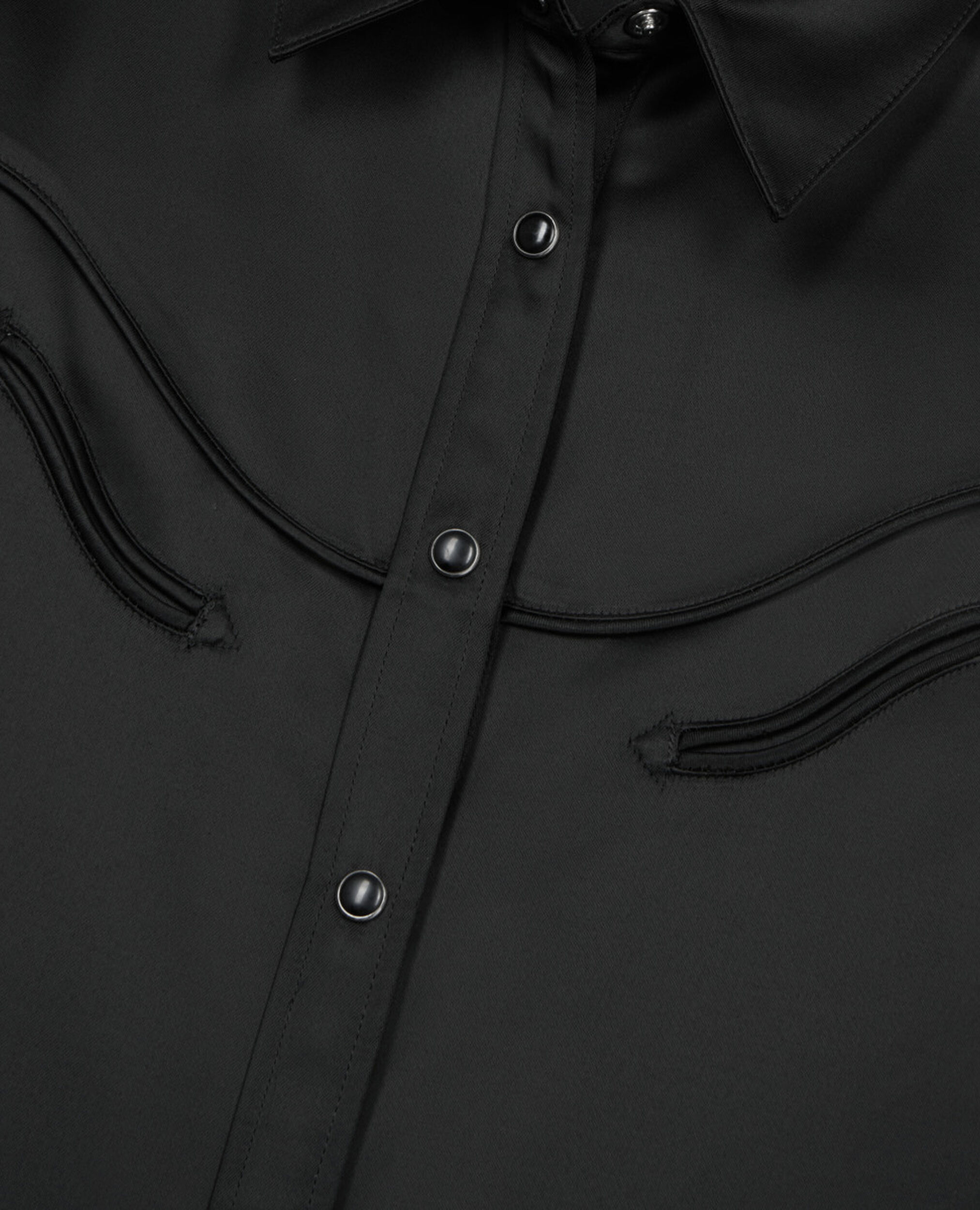 Black western-style satin shirt, BLACK, hi-res image number null