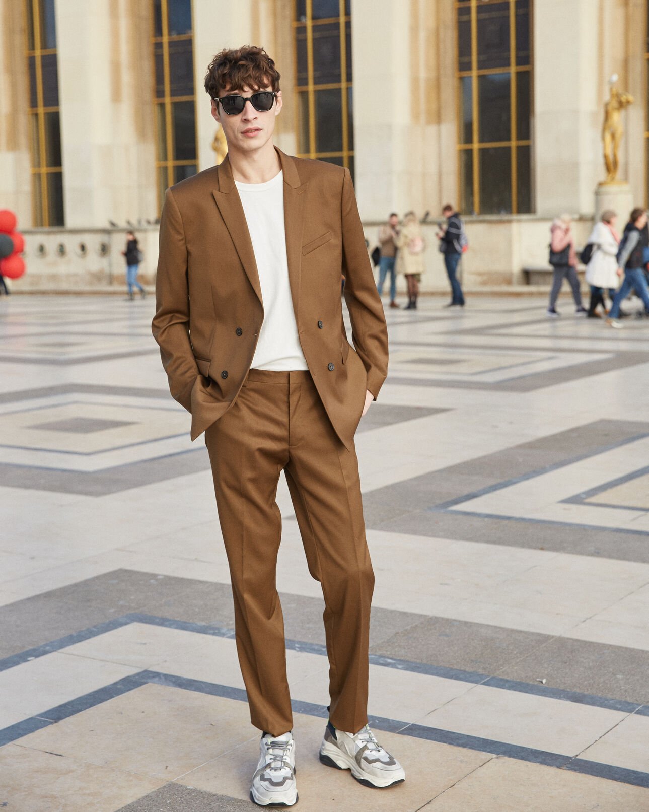 The Kooples HOMME CAMEL veste de costume croisée couleur havane