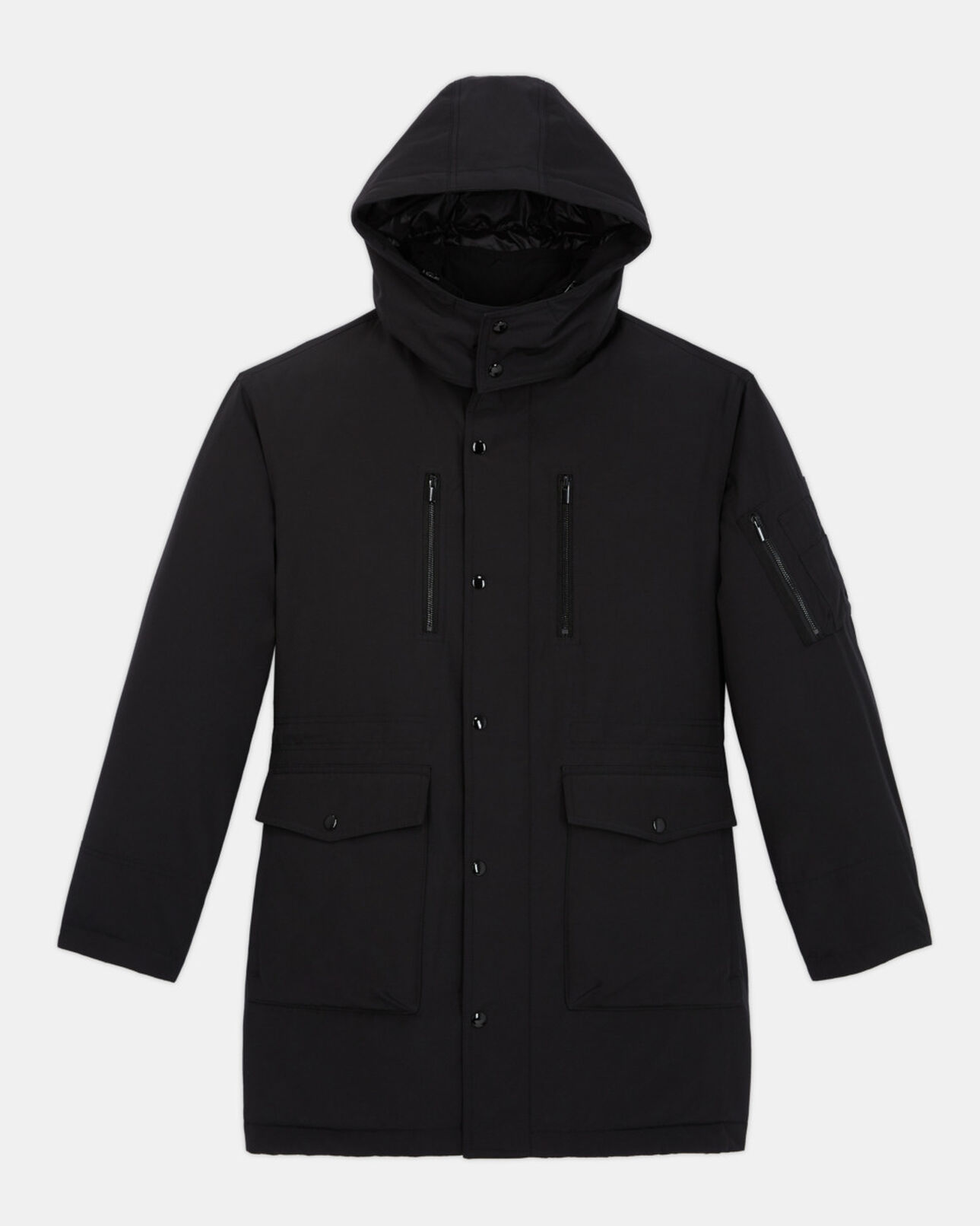 The Kooples HOMME BLACK parka à capuche noire