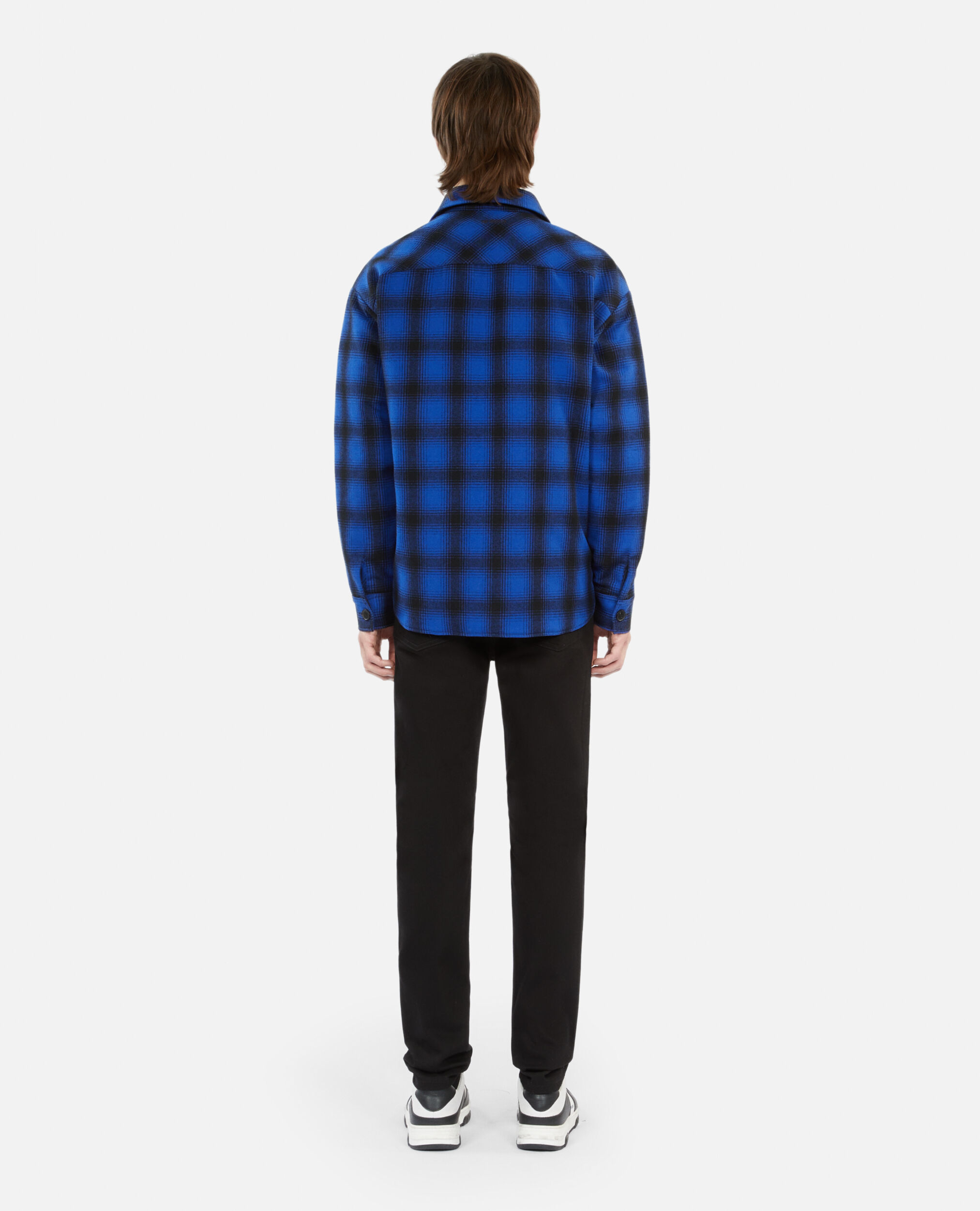 Checkered wool-blend overshirt jacket, BLUE BLACK, hi-res image number null