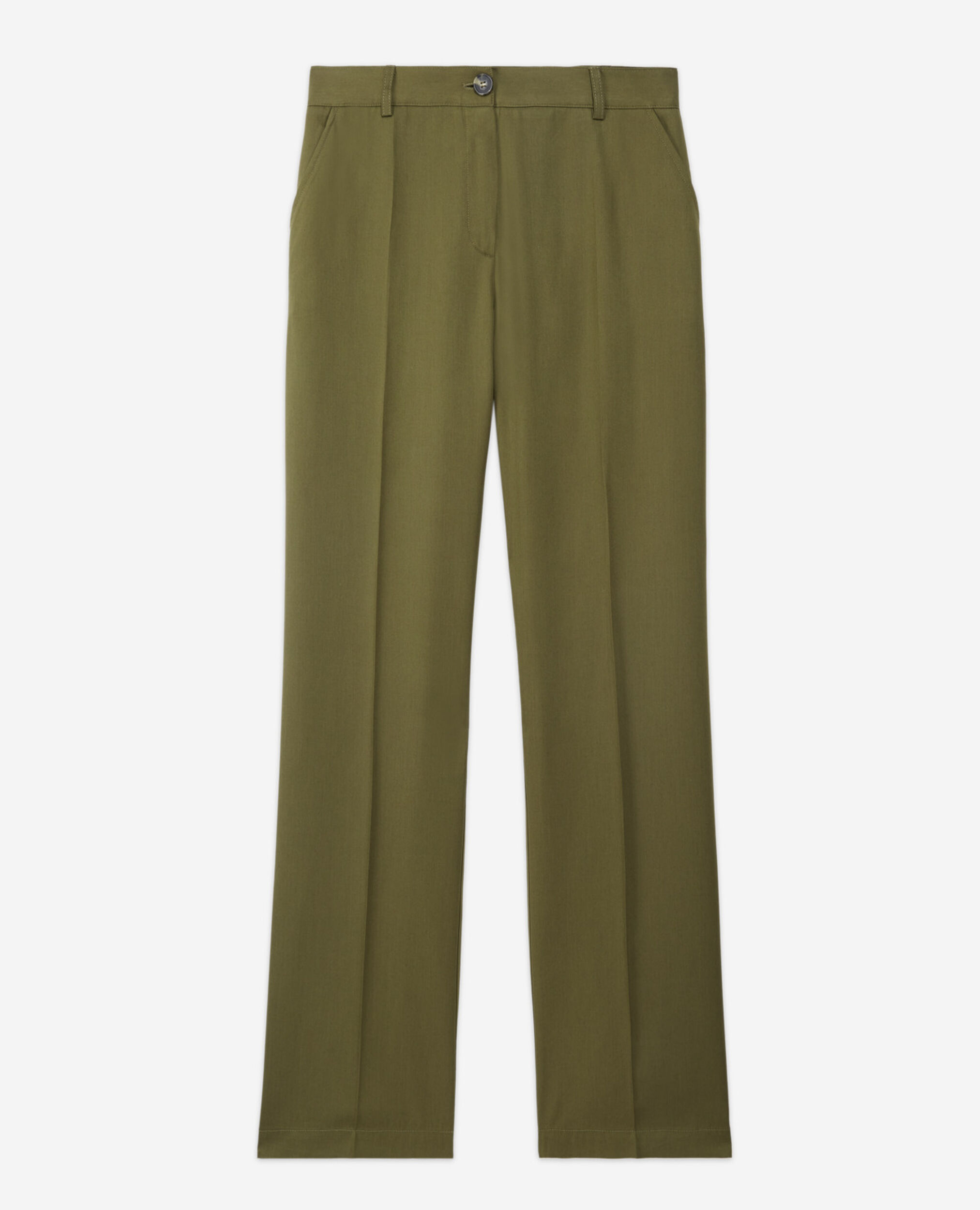 Khaki tencel military-style pants, KAKI, hi-res image number null