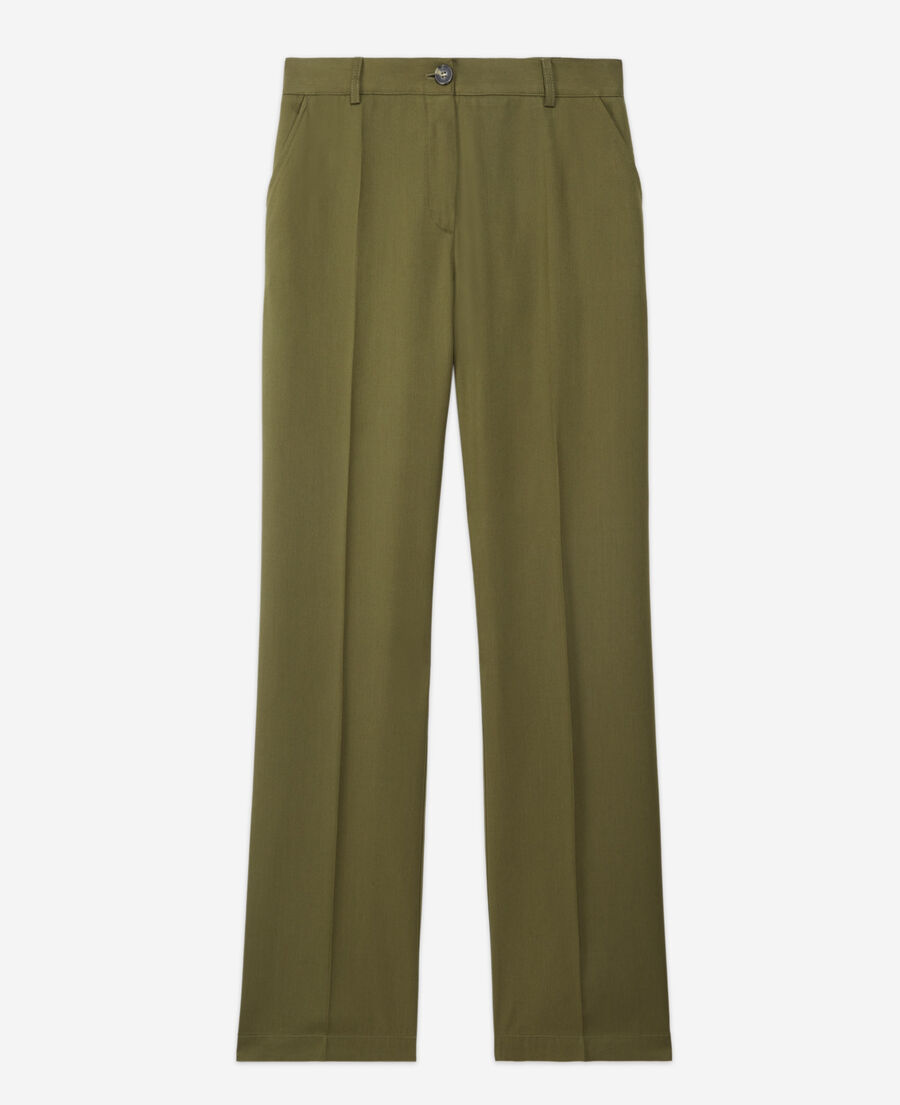 khaki tencel military-style pants