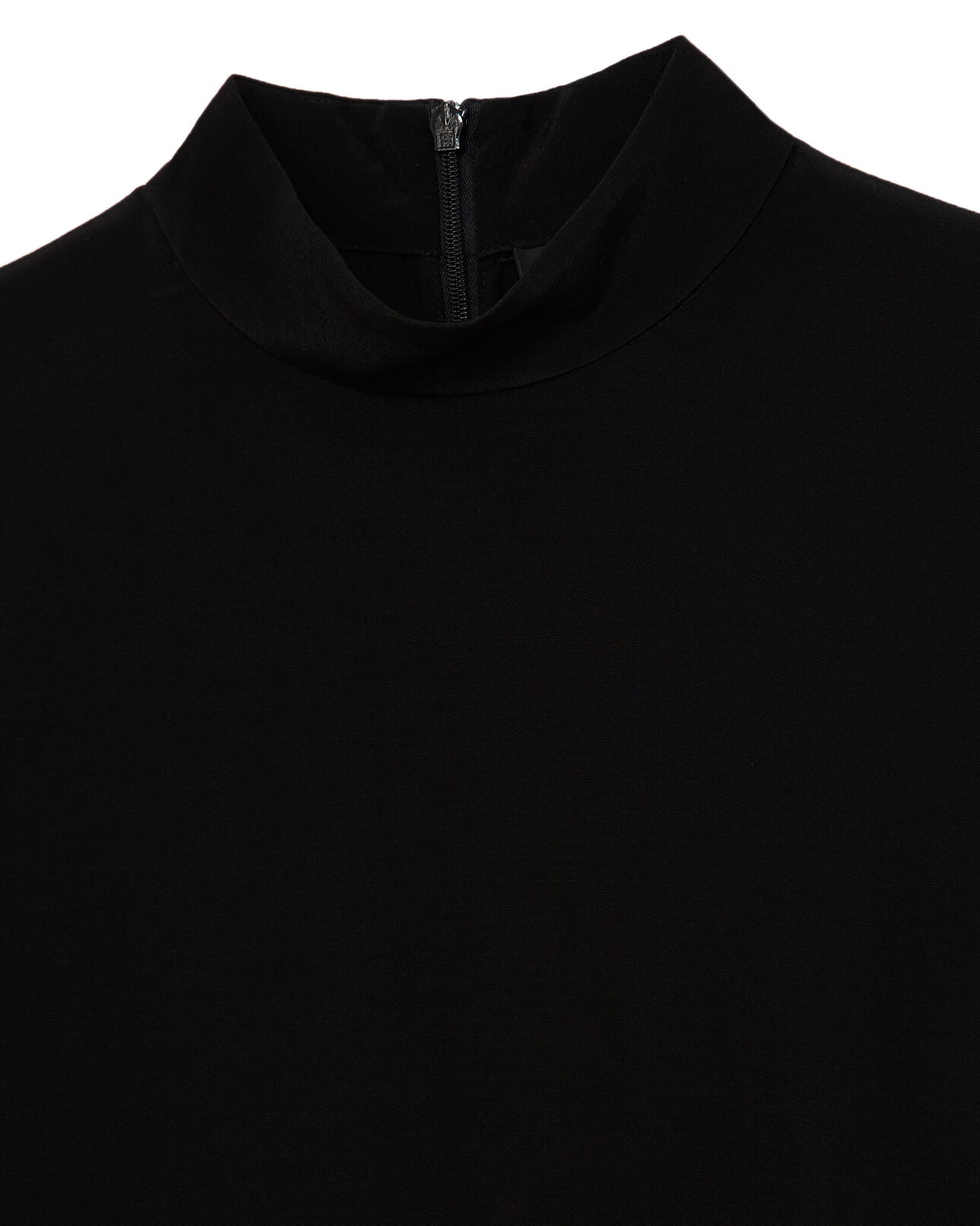 The Kooples DAMEN BLACK schwarzes kurzes kleid volants stehkragen