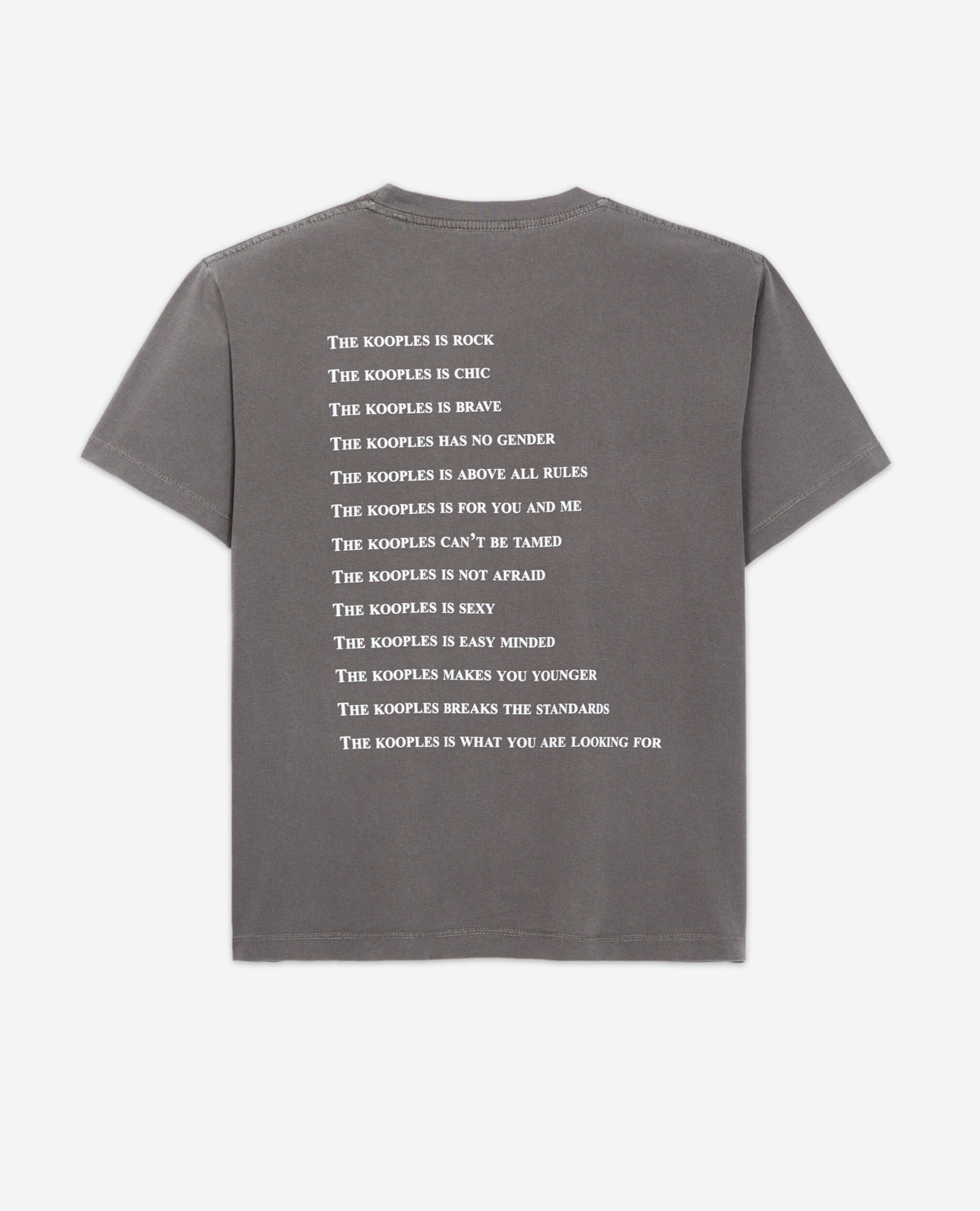 T-shirt coton gris imprimé logo poitrine, GREY, hi-res image number null