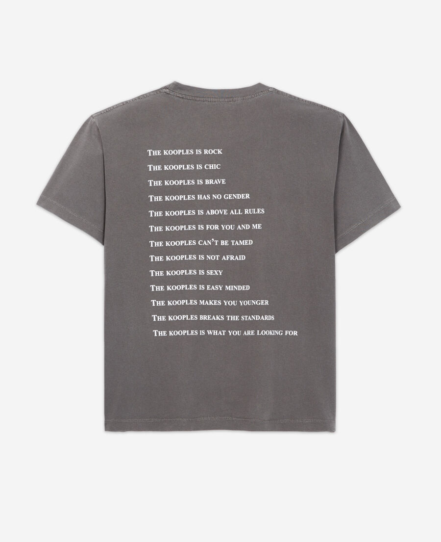 t-shirt coton gris imprimé logo poitrine