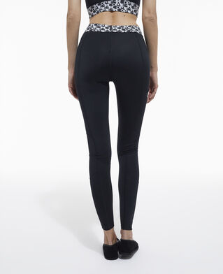 The Kooples DAMEN BLACK schwarze leggings aus funktionsmaterial mit logo