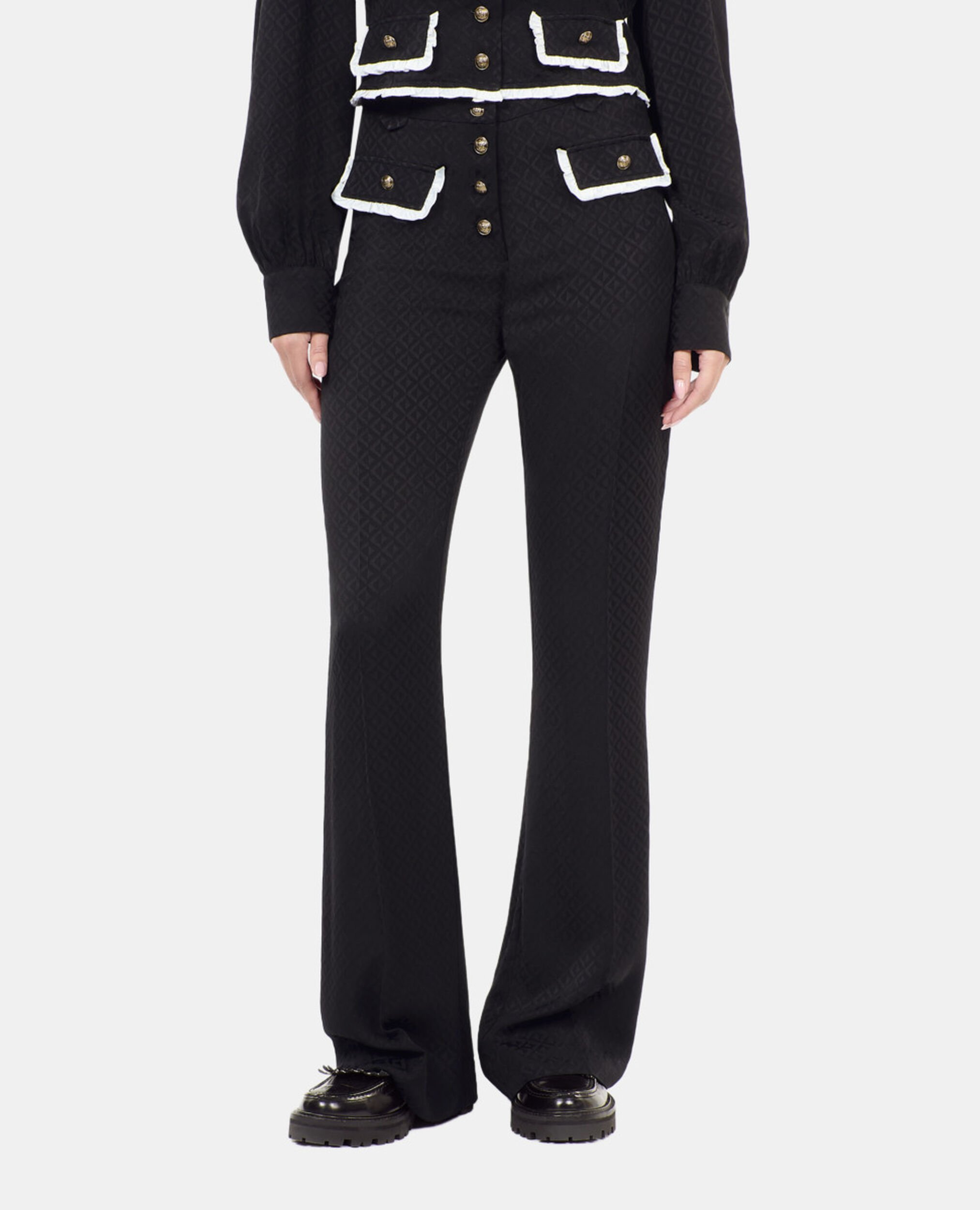 Black flare trousers, BLACK, hi-res image number null