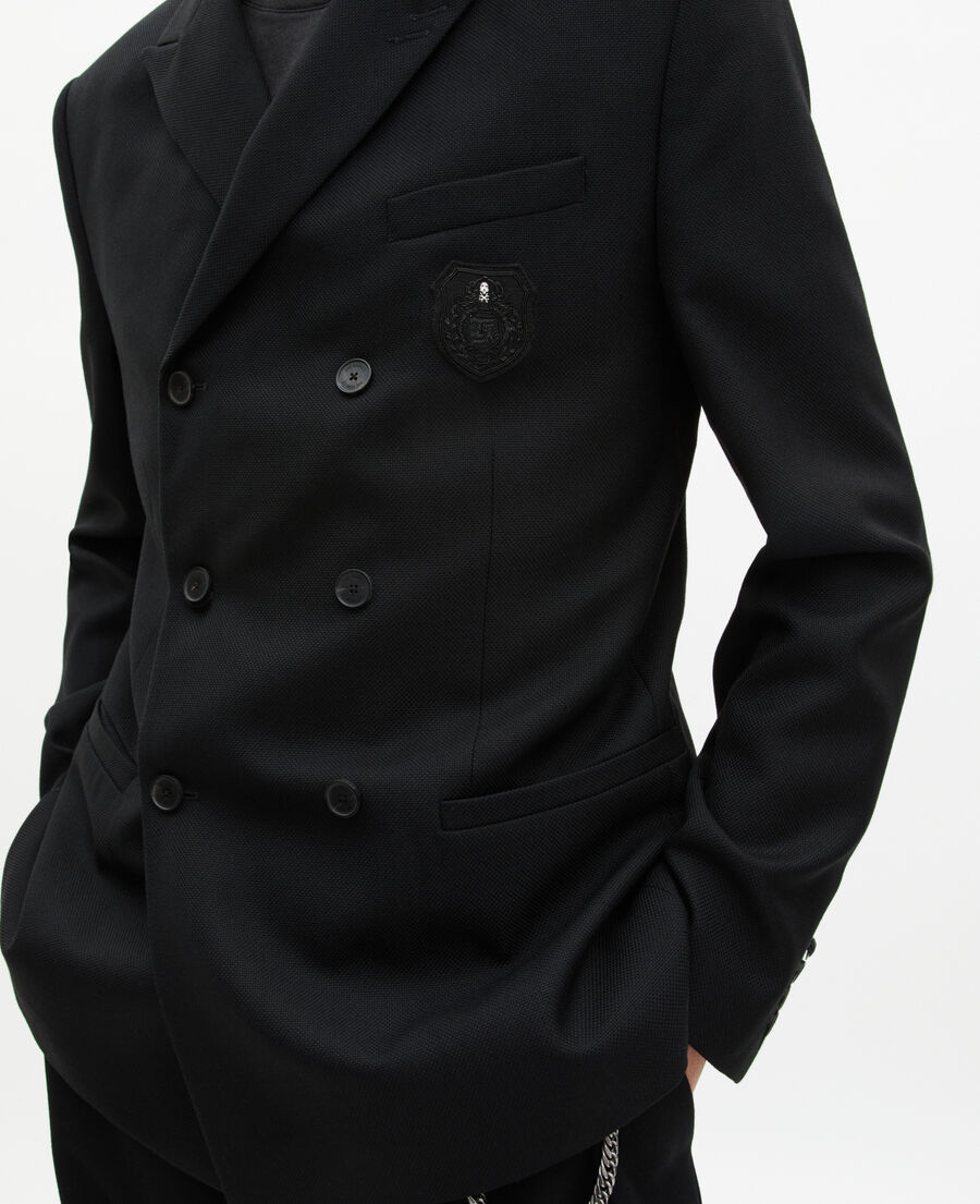 The Kooples HERREN BLACK gerade jacke mit schwarzem wappen