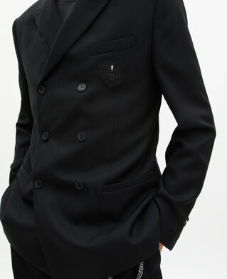 The Kooples HERREN BLACK gerade jacke mit schwarzem wappen
