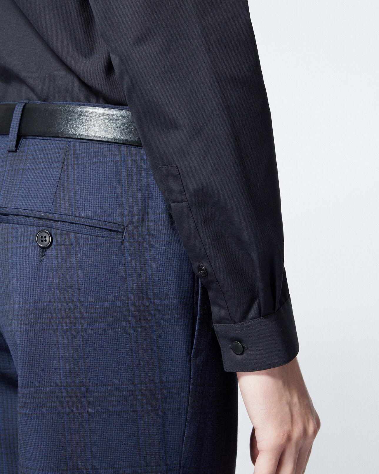 The Kooples HOMME NAVY pantalon costume laine bleu à carreaux