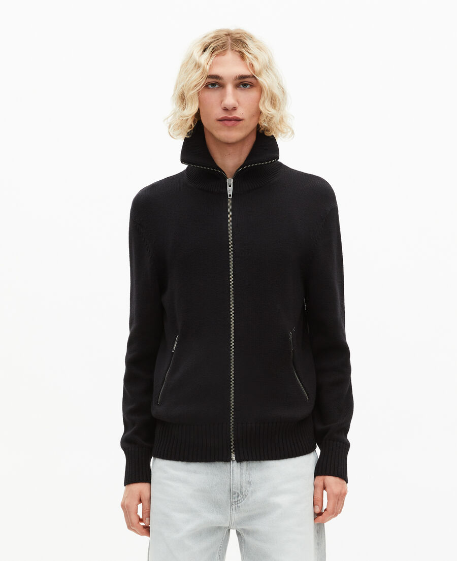 The Kooples MEN BLACK black zip-up cardigan