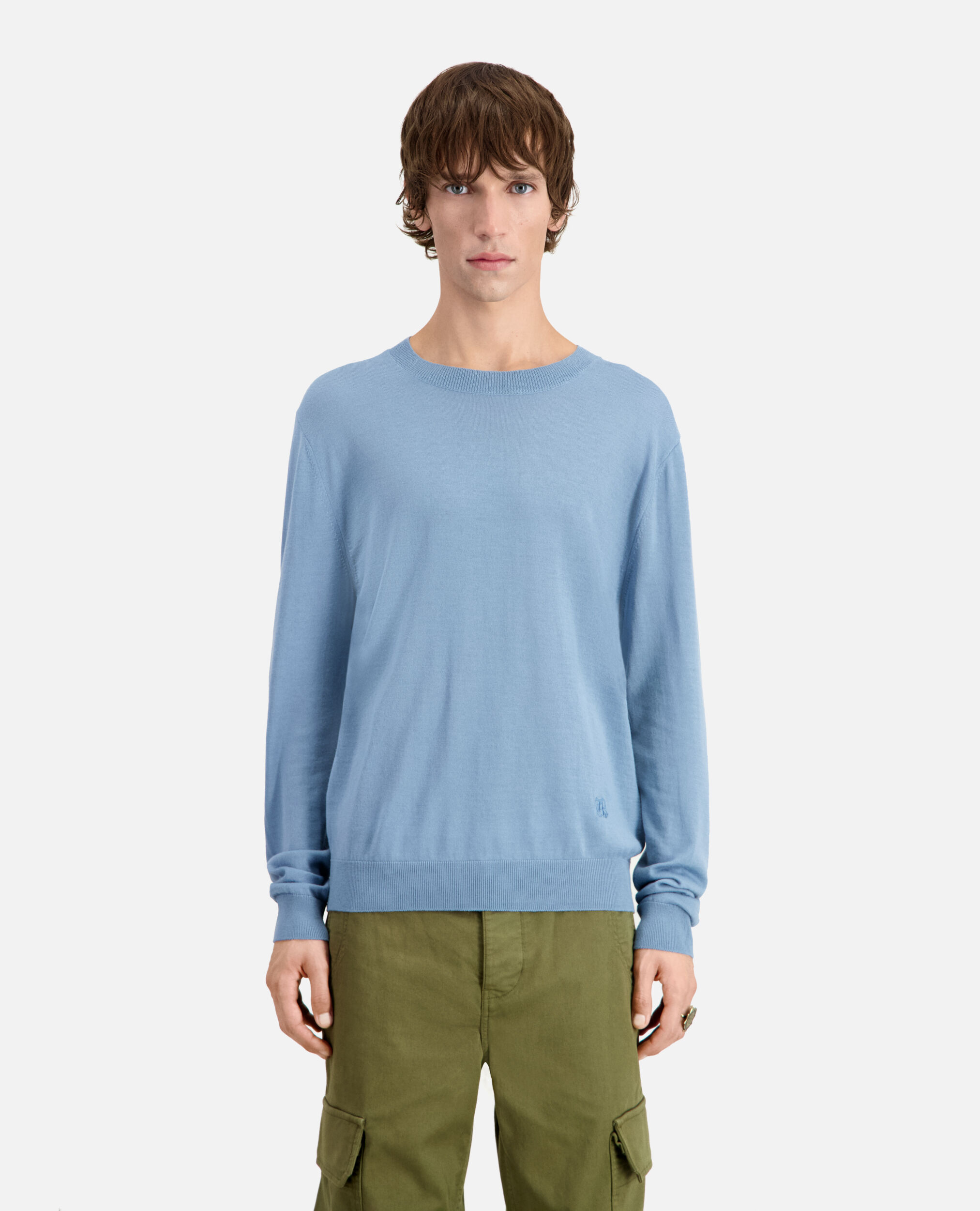 Blue merino wool sweater, BLUE GREY, hi-res image number null