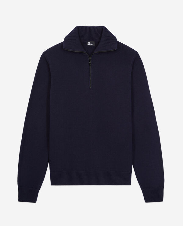 pull bleu marine en laine