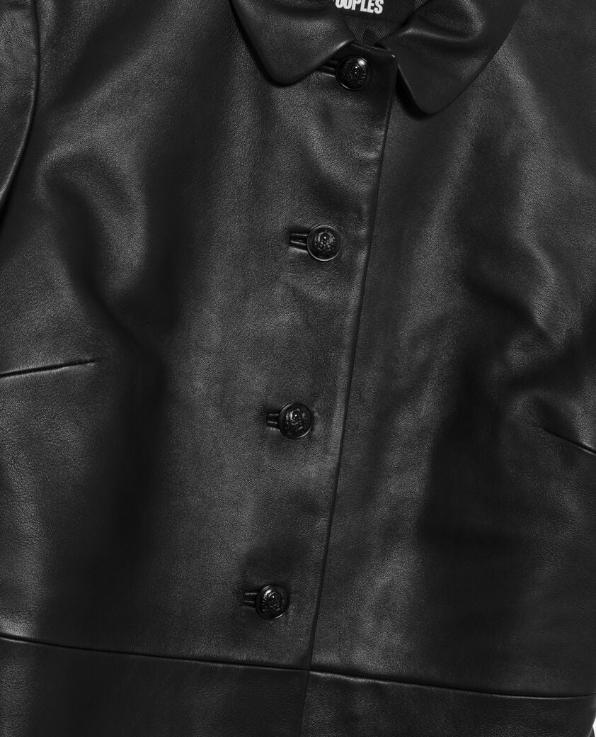 The Kooples WOMEN BLACK short black leather dress