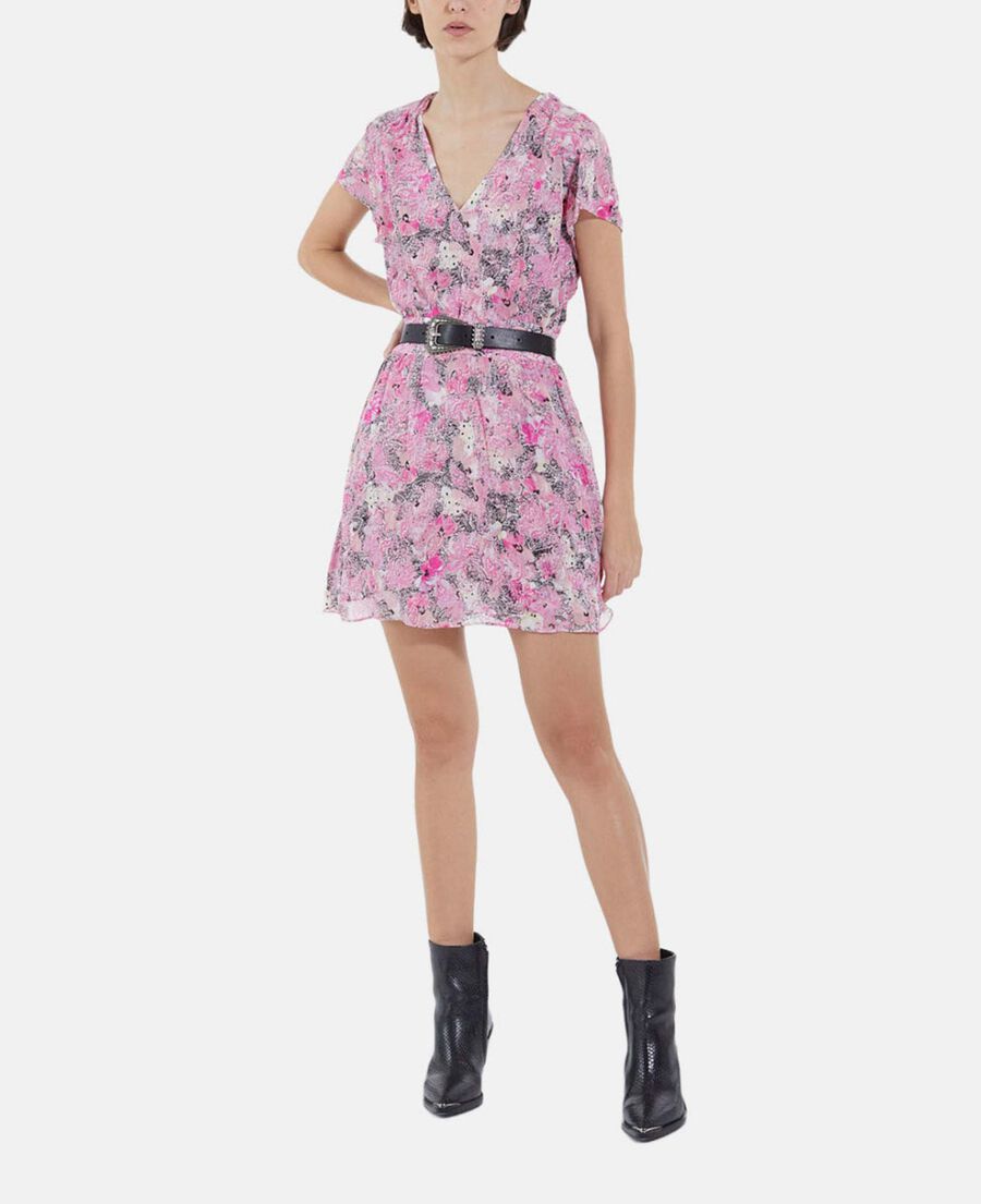 robe manches courtes rose imprimée