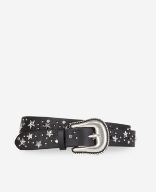 The Kooples FEMME BLACK ceinture en cuir noir avec étoiles