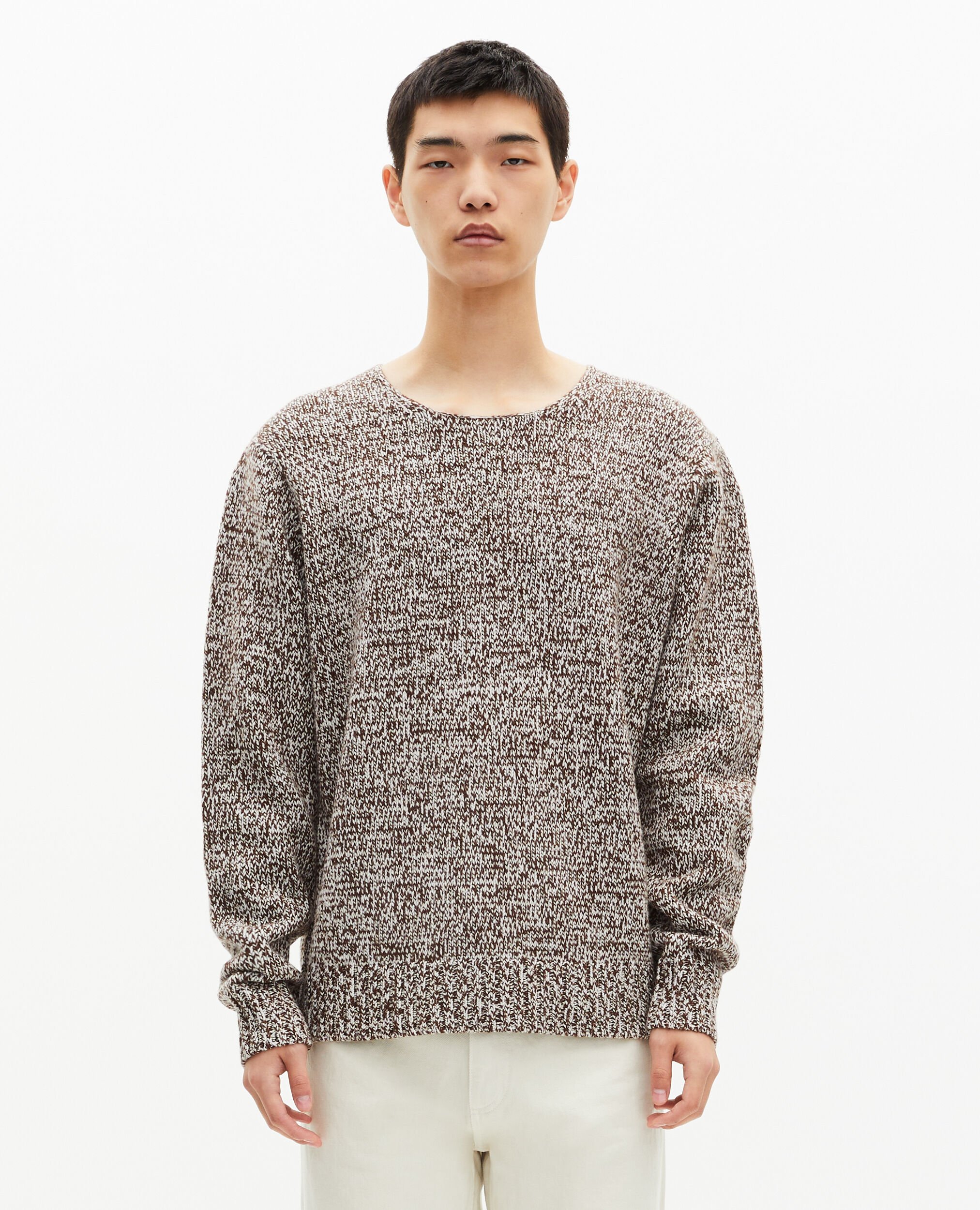 Beige and white sweater, BEIGE-BROWN, hi-res image number null