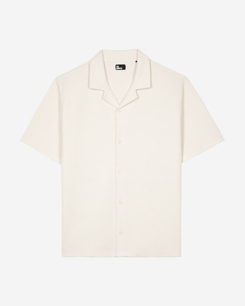 The Kooples HOMME ECRU chemise manches courtes nid d'abeille écrue
