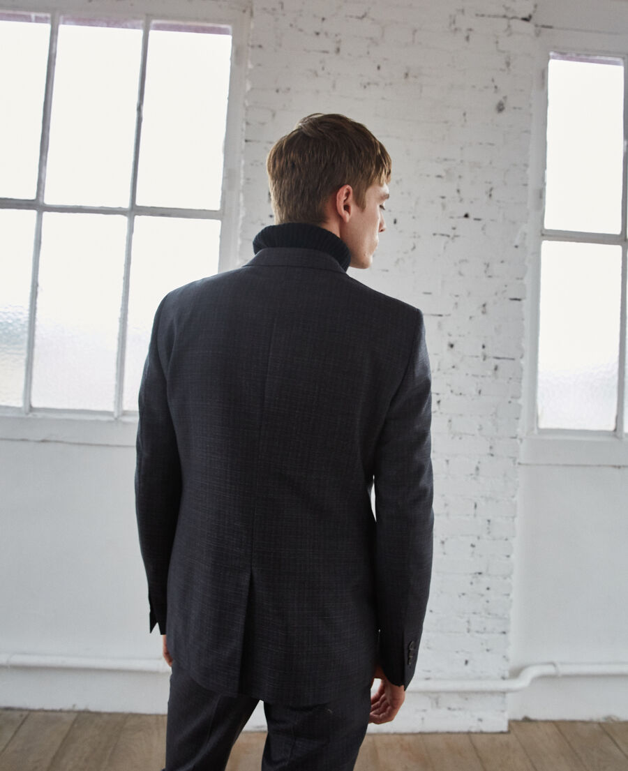 Dark grey wool suit jacket with white micro polka dots The Kooples US
