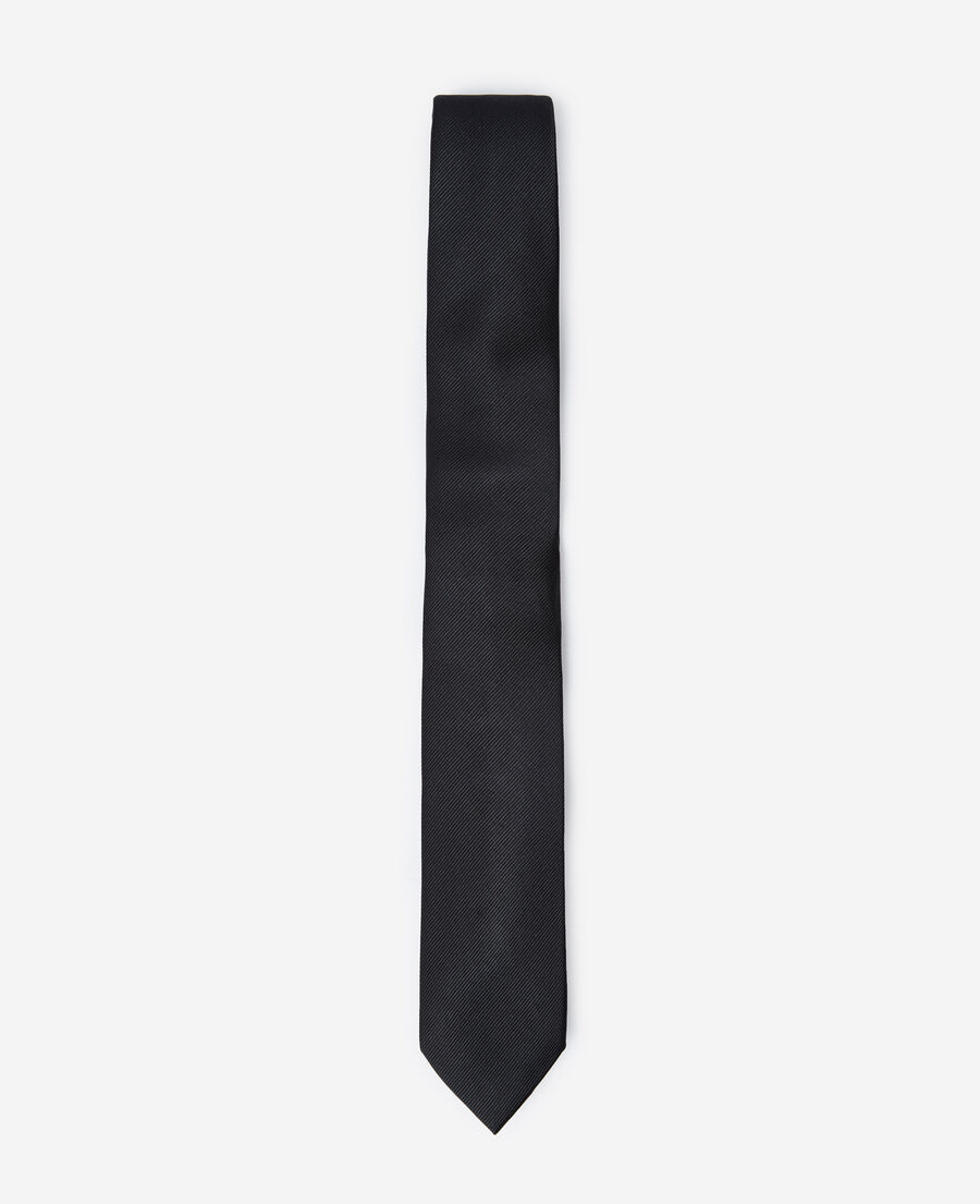 The Kooples H BLACK plain black silk tie