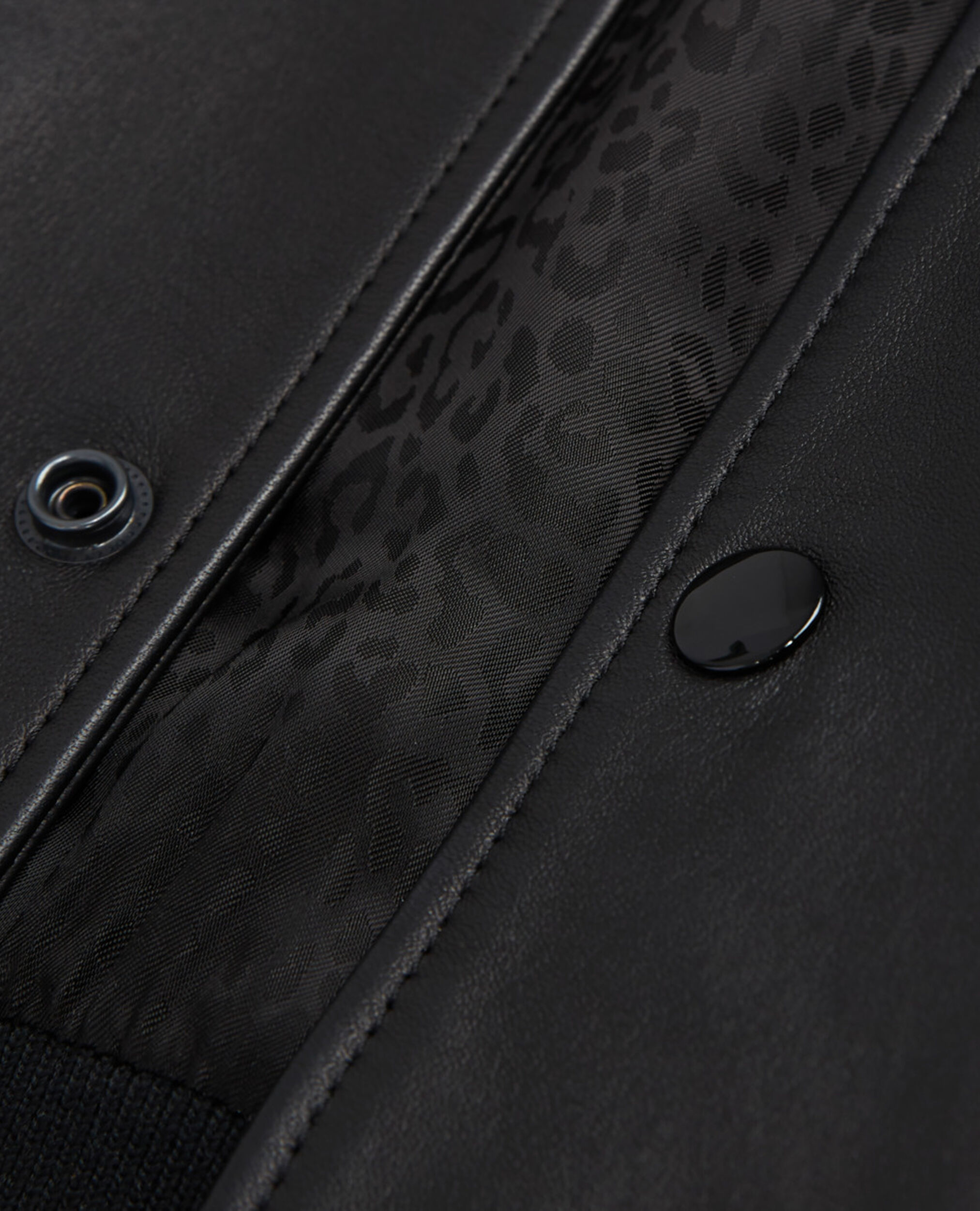 Leather jacket with leopard print lining, BLACK, hi-res image number null